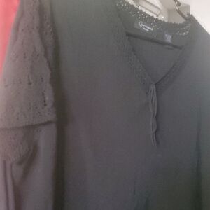 Black Lace Trim Women's Top